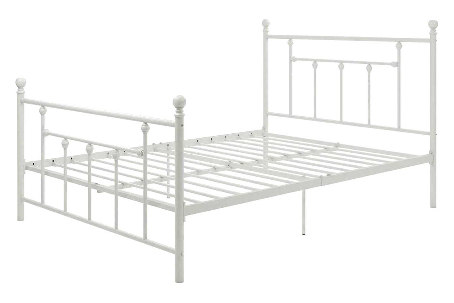 FaFurn - Full White Metal Platform Bed Frame with Headboard and Footboard