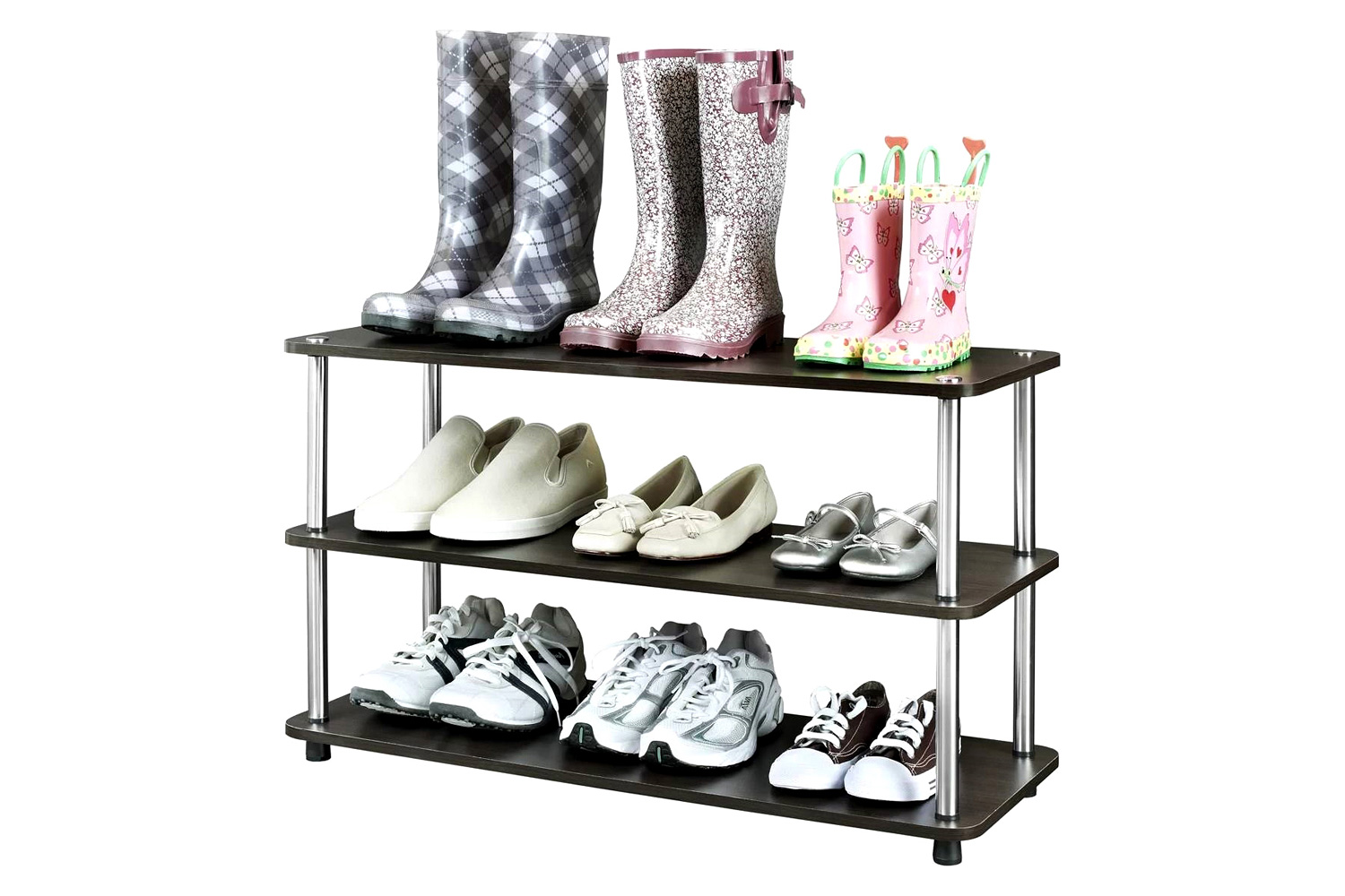 FaFurn - 3-Shelf Modern Shoe Rack Holds Up To 12 Pair of Shoes