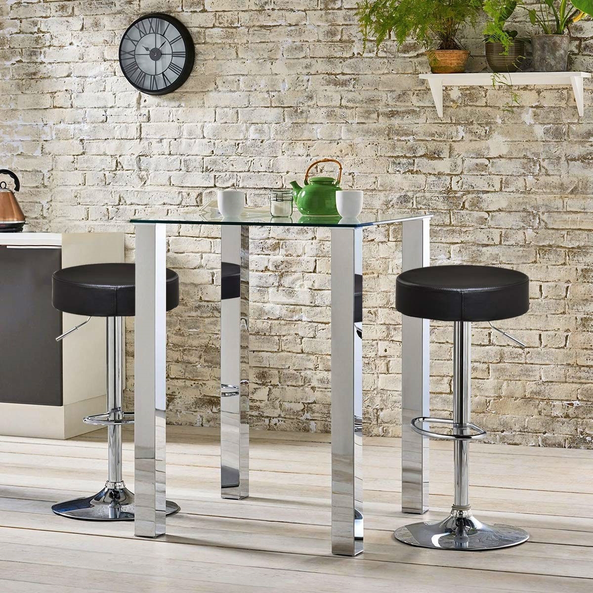 FaFurn - Set of 2 Adjustable Swivel Barstools Set