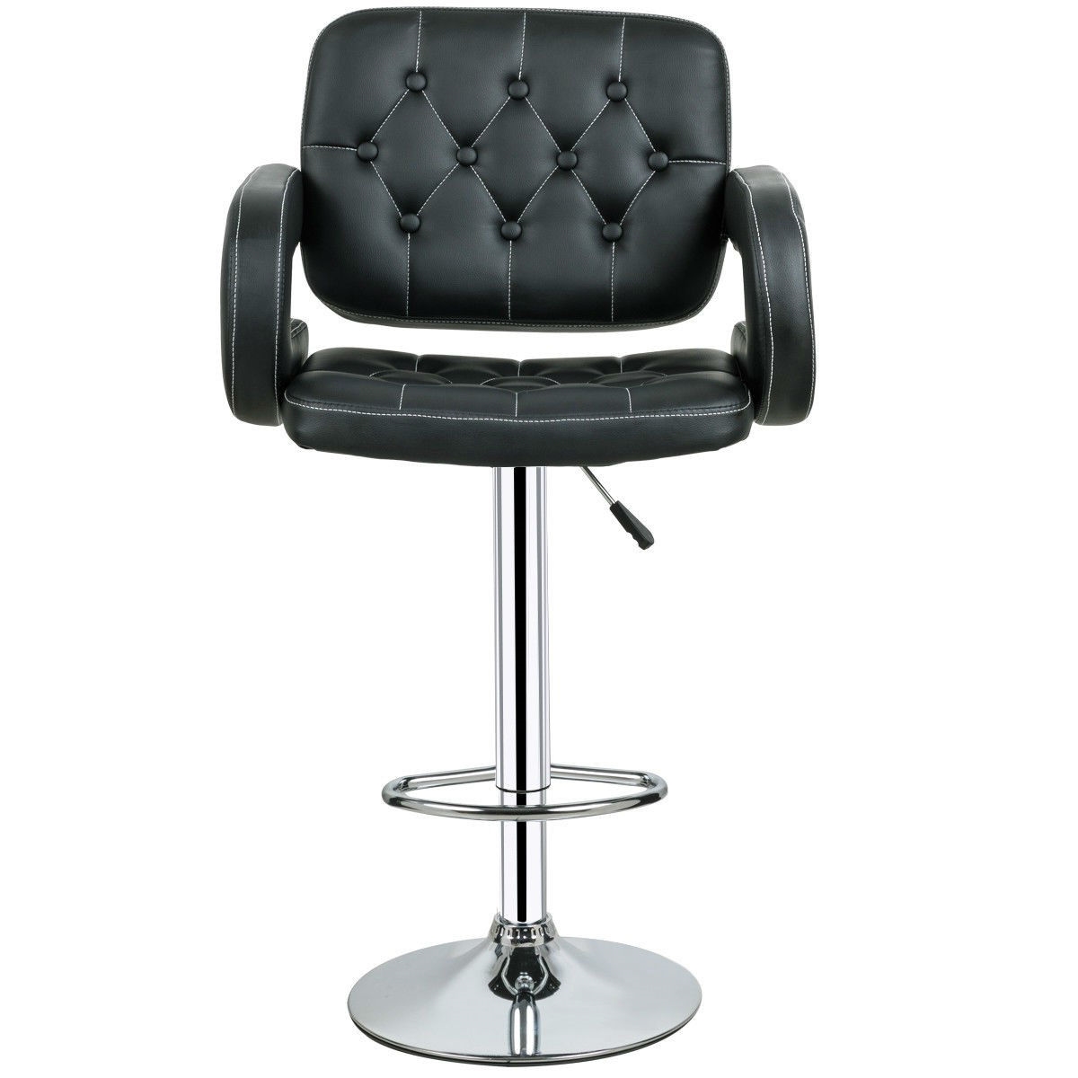 FaFurn - Set of 2 Adjustable Swivel Barstools Set in Black