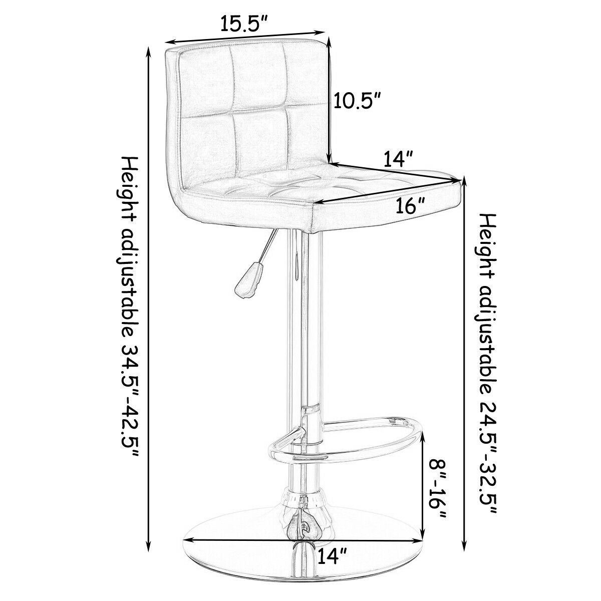 FaFurn Set of 2 Swivel Barstools Set - Brown