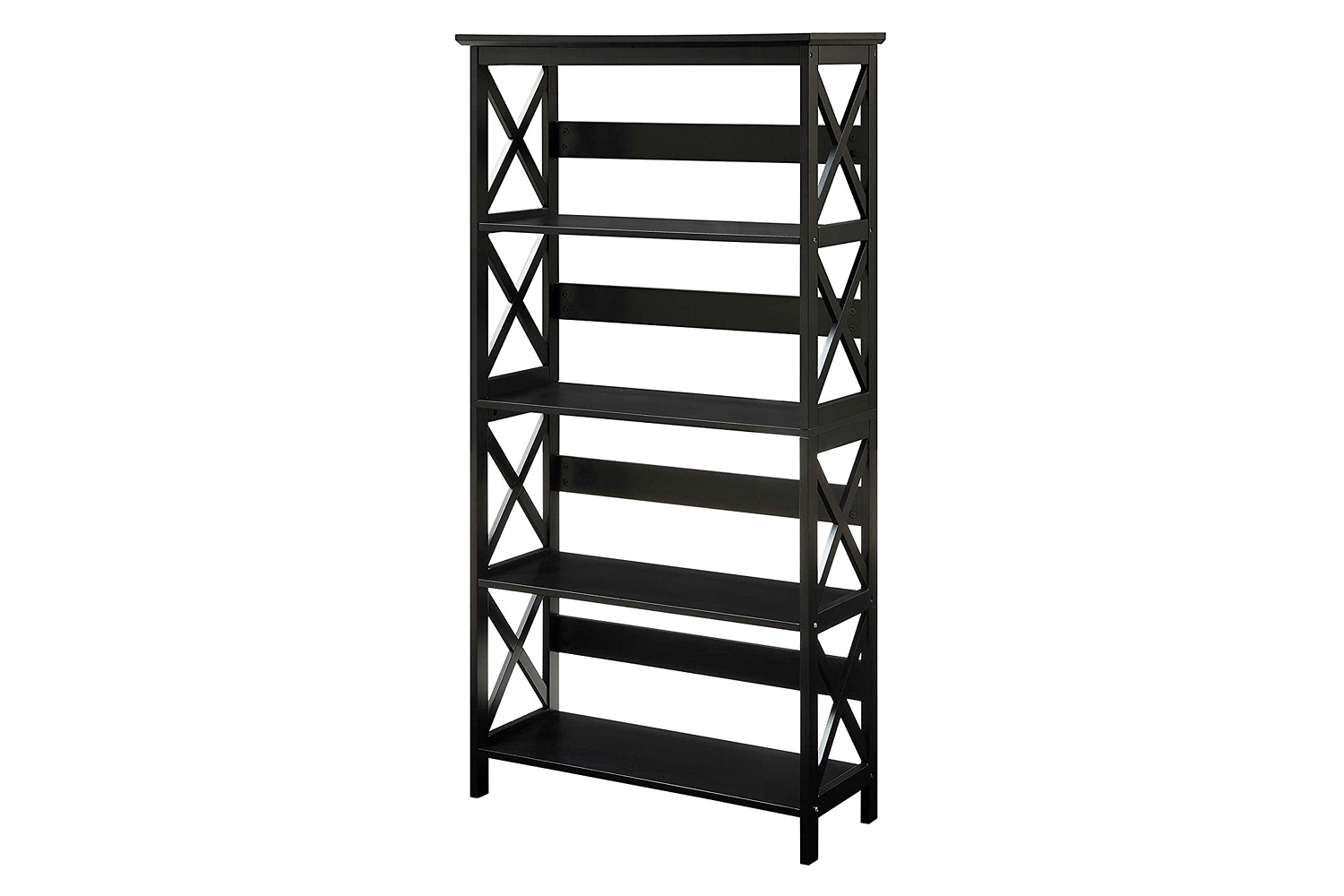 FaFurn Glossy 5-Shelf Bookcase - Black