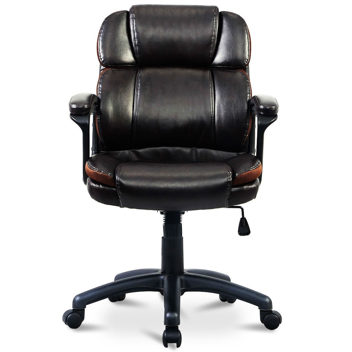 FaFurn - Ergonomic Office Chair on Casters in Brown, Faux Leather