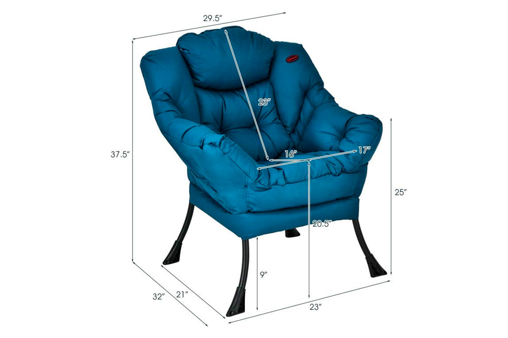 FaFurn™ Modern Cushioned Accent Chair with Side Pocket - Navy Blue, Polyester Fabric/Steel