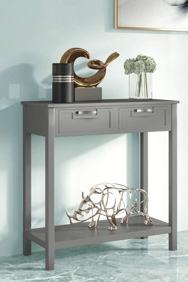 FaFurn Modern Entryway Accent 2 Drawer Sofa Side Table - Gray