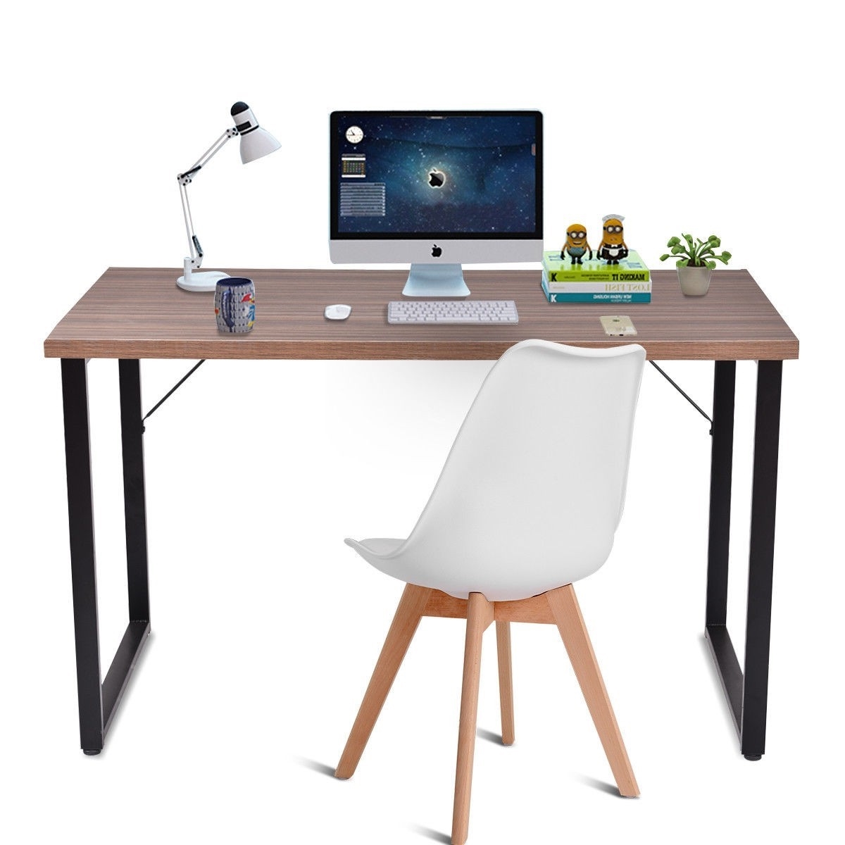 FaFurn Modern Computer Desk with Coffee Finish Wood Top - Coffee, Wood