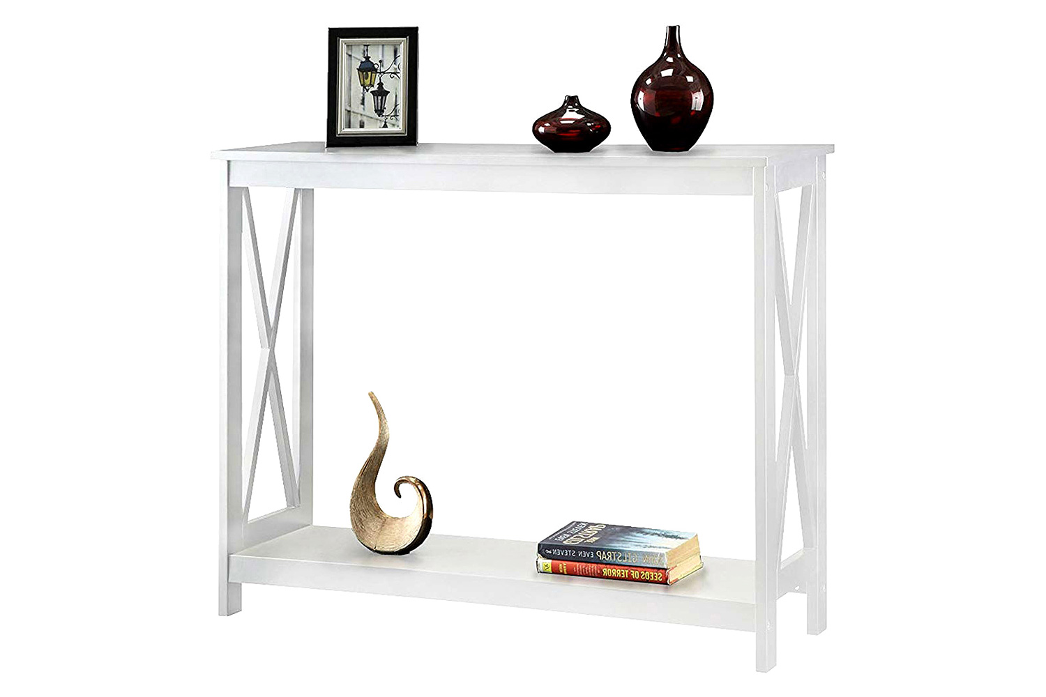 FaFurn - Wood Console Sofa Table with Bottom Storage Shelf