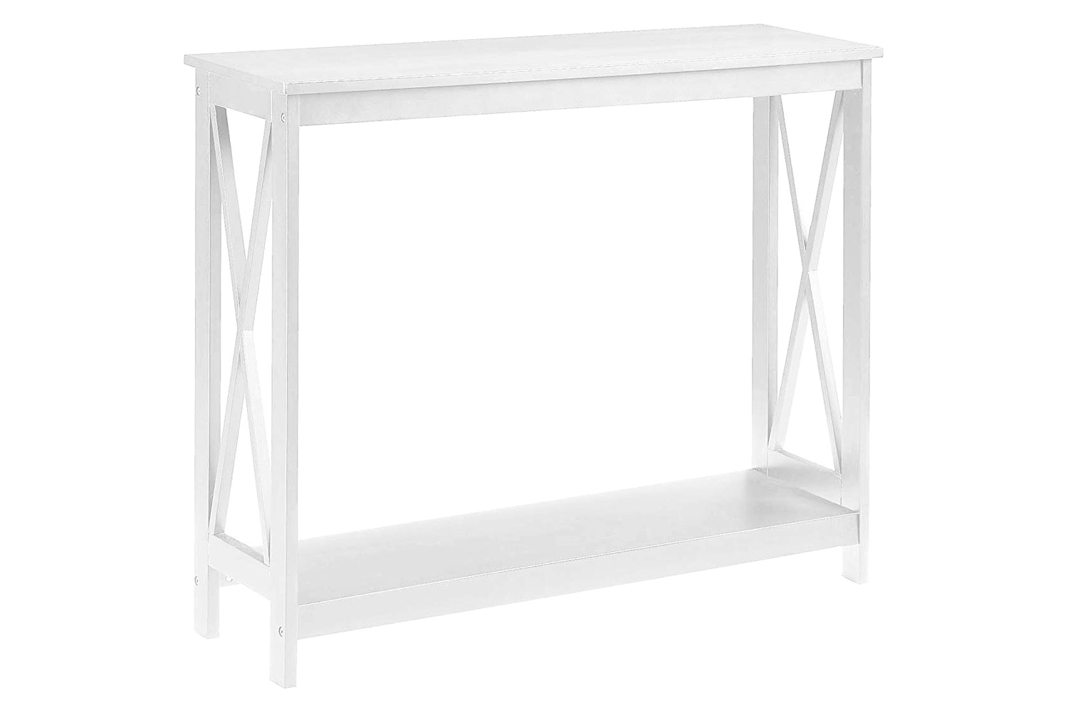 FaFurn Wood Console Sofa Table with Bottom Storage Shelf - White