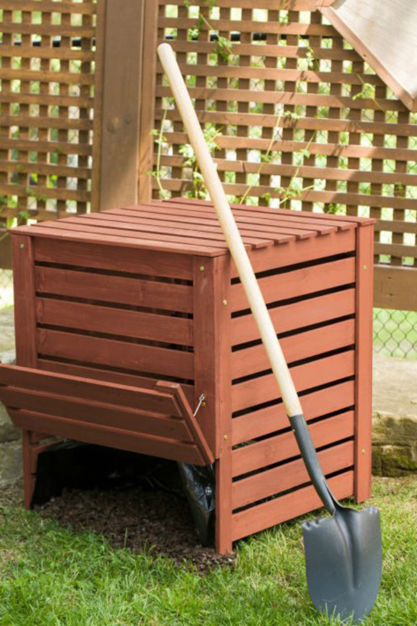 FaFurn - Outdoor 90 Gallon Solid Wood Compost Bin with Brown Finish