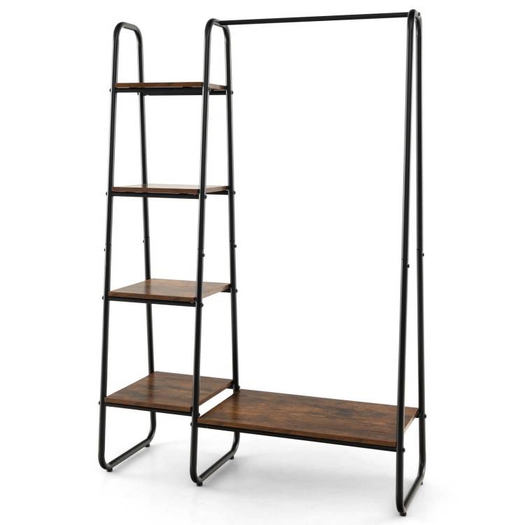 FaFurn - Garment Rack Clothes with Storage Shelves in Black, Metal