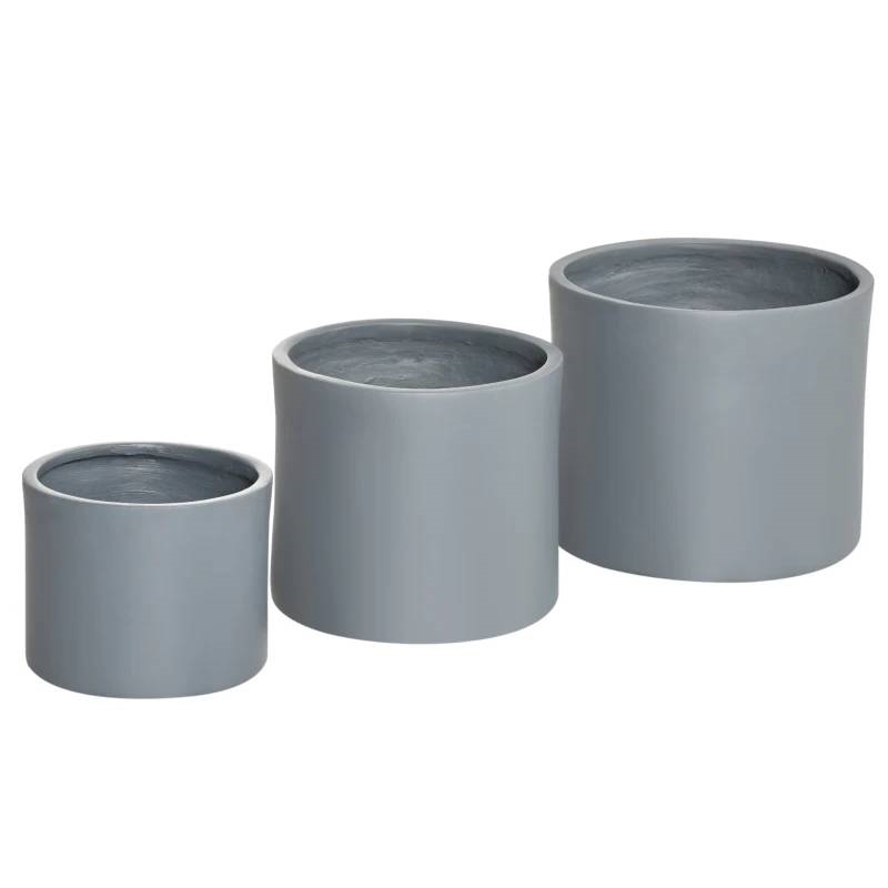 FaFurn - Set of 3 Stackable Flower Pot Planters with Drainage Holes in Gray