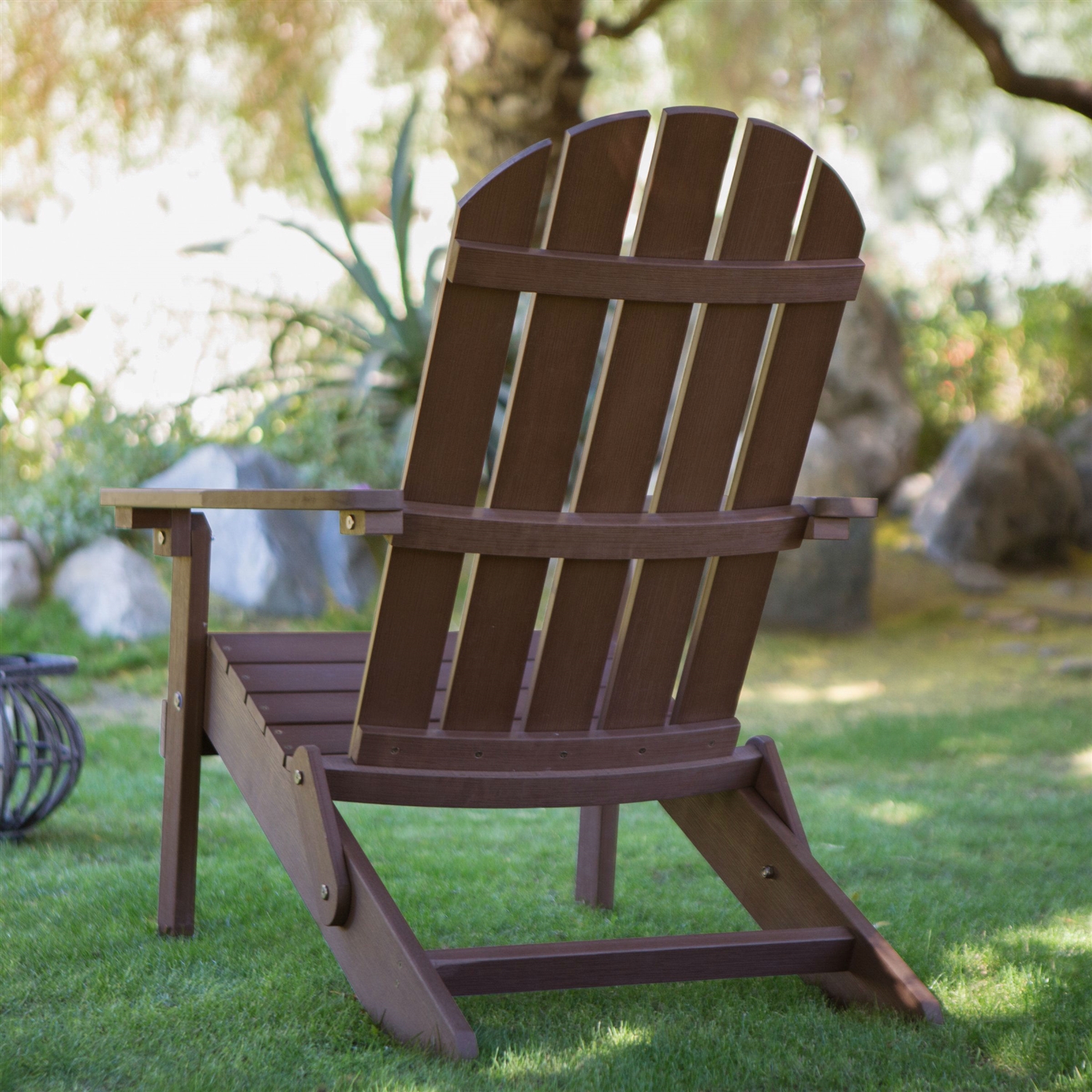 FaFurn - Weather Resistant Adirondack Chair in Chocolate Brown, Plastic Resin