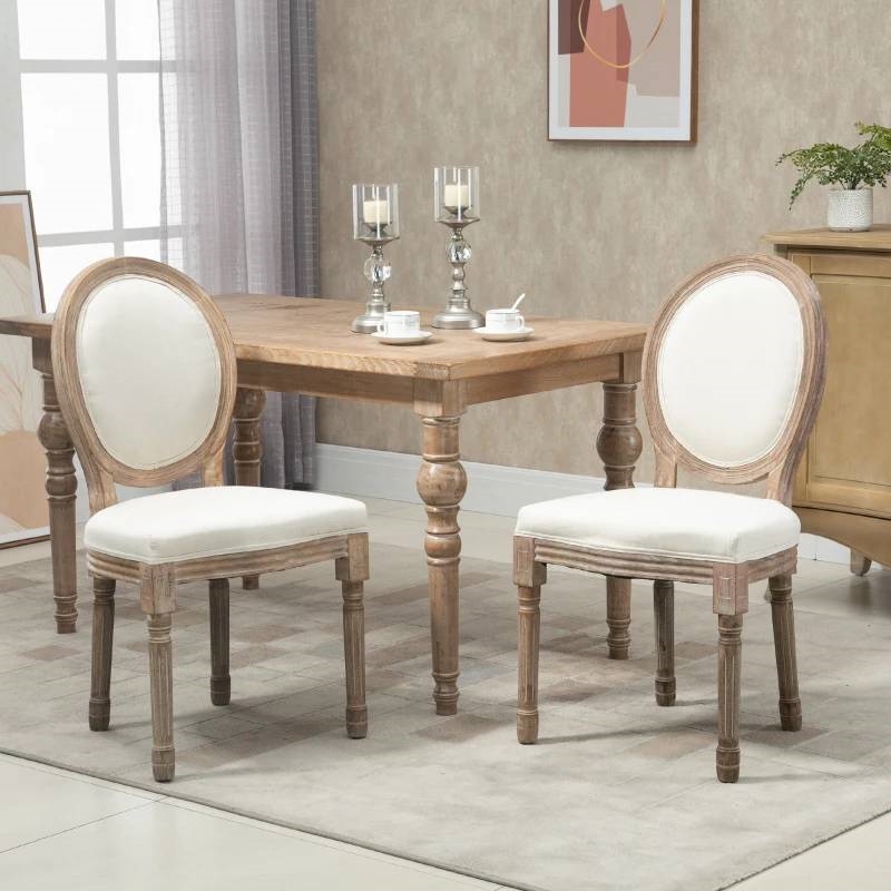 FaFurn Set of 2 Vintage Dining Chairs - Cream