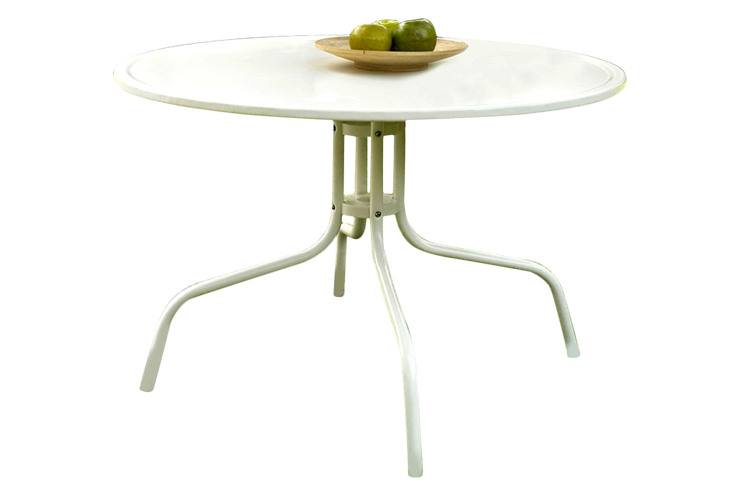 FaFurn - Round Patio Dining Table in White Outdoor Uv Resistant Metal