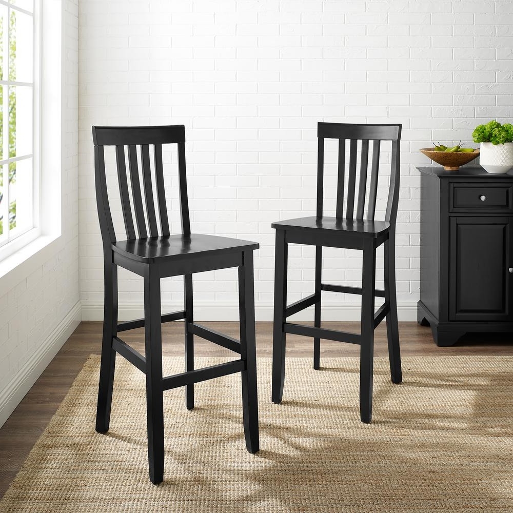 FaFurn - Set of 2 Classic Barstools Set in Black