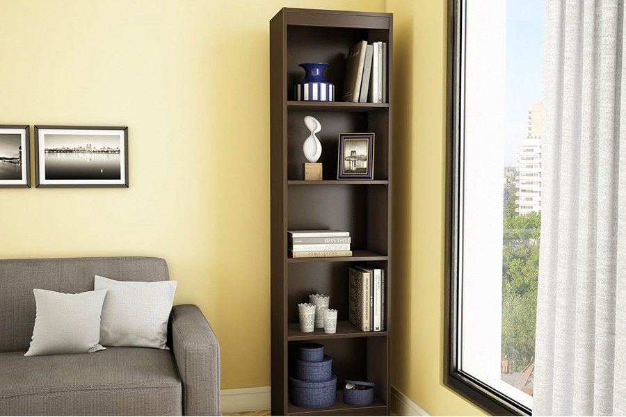 FaFurn - Chocolate Brown Wood Finish 71-Inch Tall 5-Shelf Bookcase