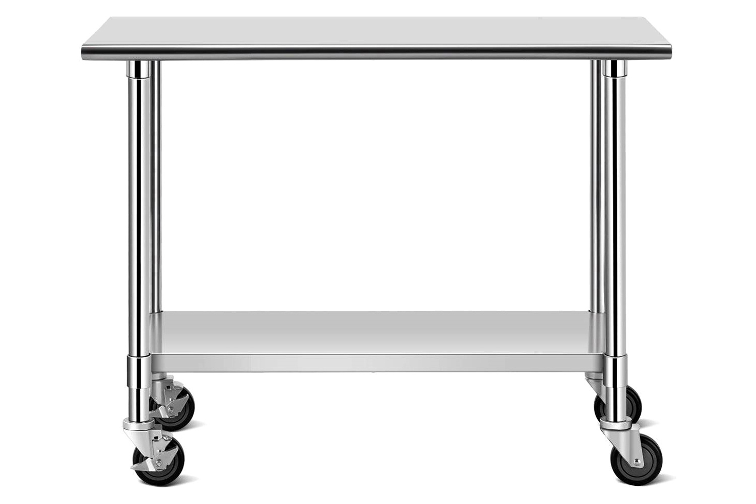 FaFurn - Stainless Steel 4Ft X 2Ft Kitchen Cart Table On Wheels with Adjustable Shelf