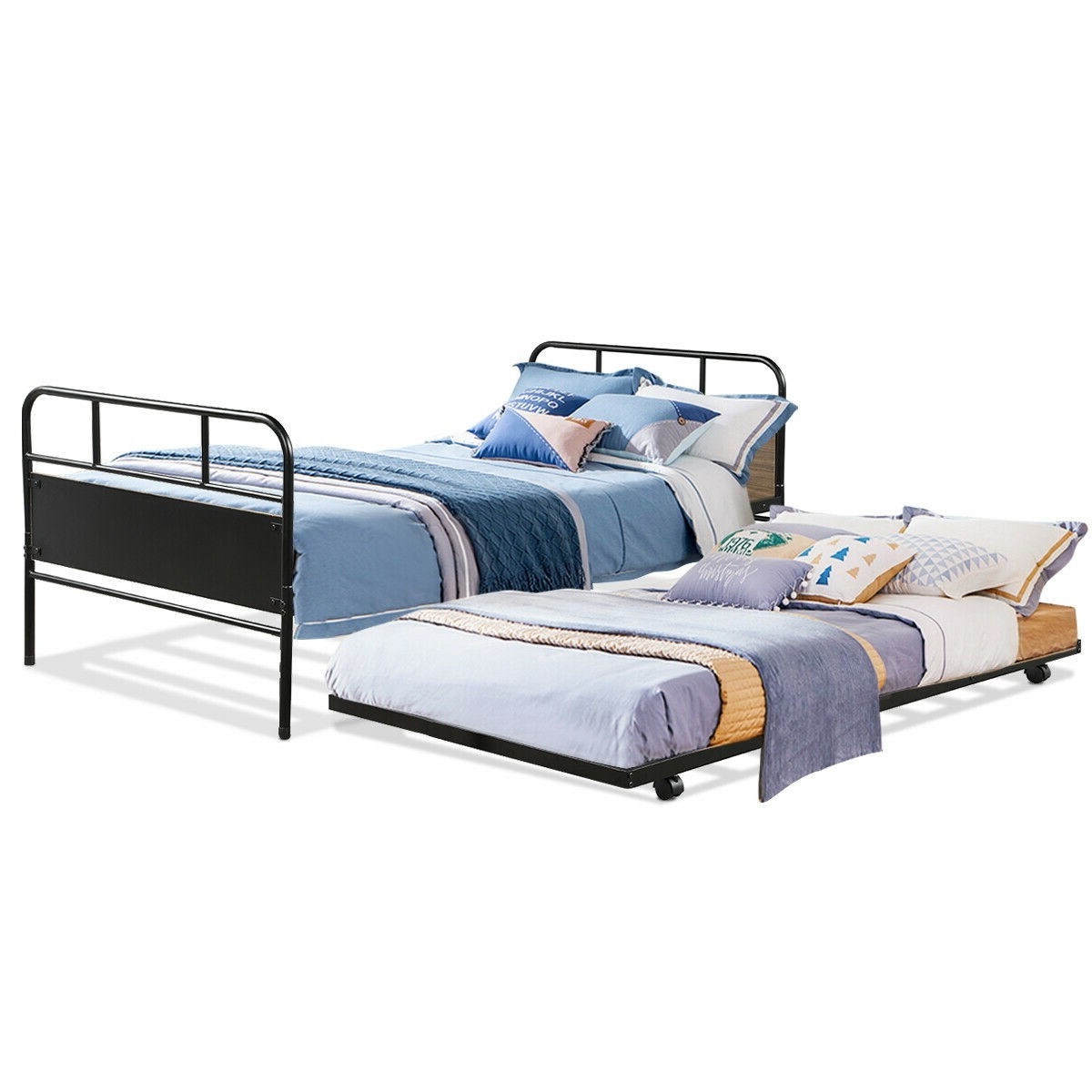 FaFurn - Twin Size Platform Daybed with Trundle Frame Set