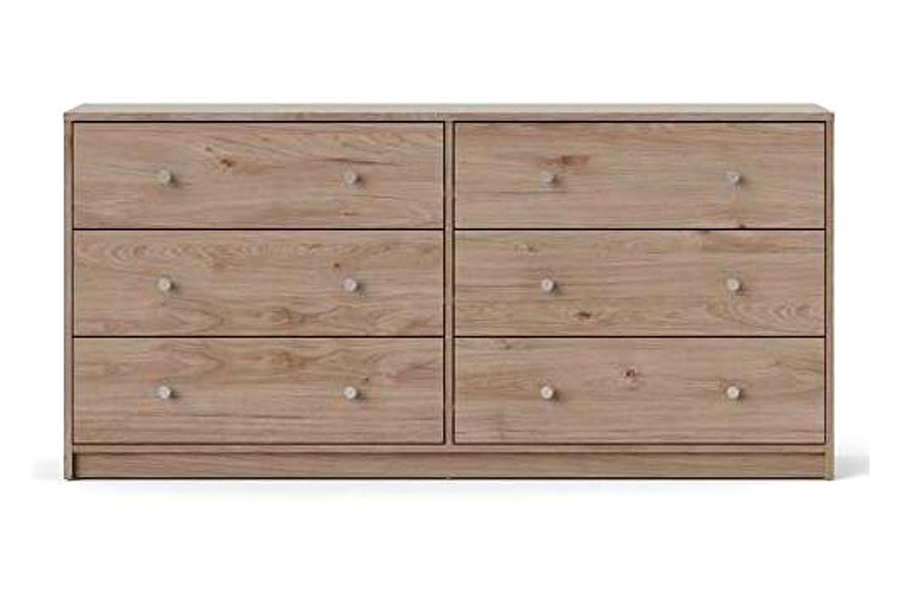 FaFurn - Farmhouse Contemporary 6 Drawer Double Dresser in Oak