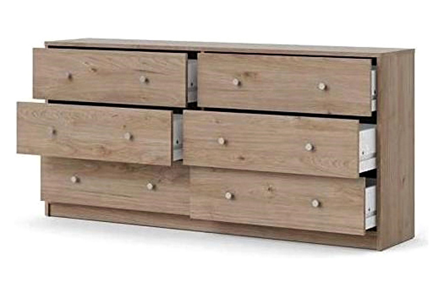 FaFurn - Farmhouse Contemporary 6 Drawer Double Dresser in Oak