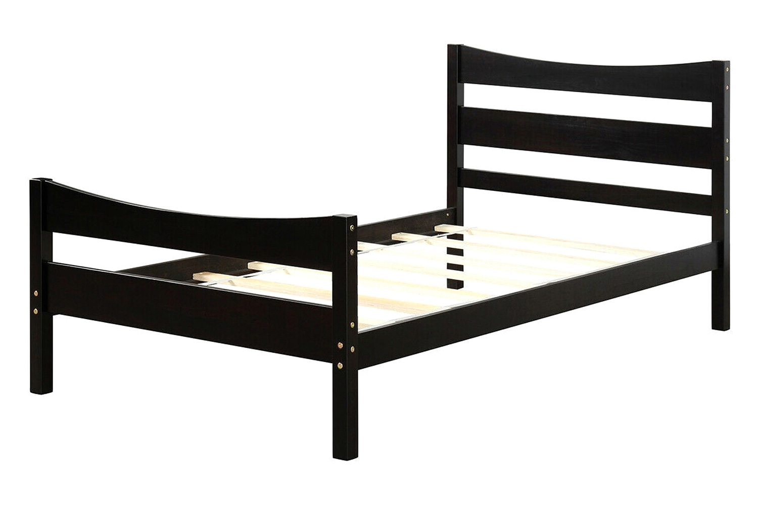 FaFurn Twin Size Farmhouse Style Pine Wood Platform Bed Frame - Espresso