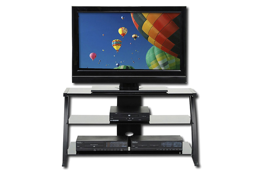 FaFurn - Black Modern Flat Screen Panel TV Stand/Entertainment Center