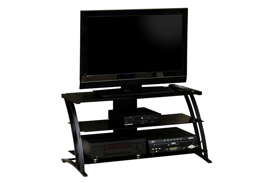 FaFurn - Black Modern Flat Screen Panel TV Stand/Entertainment Center