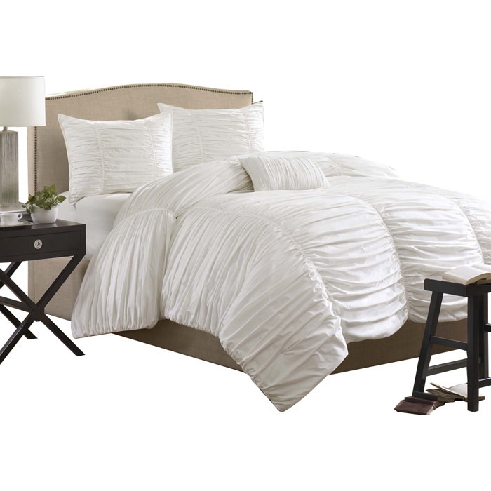 FaFurn - 4-Piece King Size Comforter Set in White