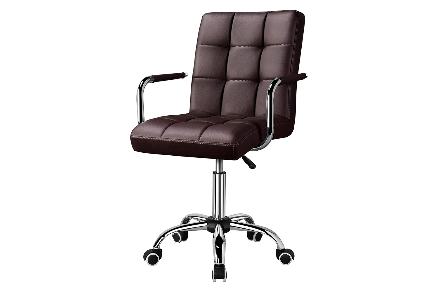 FaFurn - Modern Faux Leather Mid-Back Office Chair with Armrests and Wheels