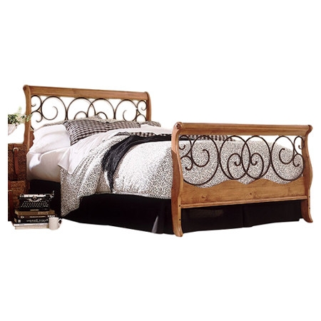 FaFurn - Queen Size Bed Frame in Brown Honey Oak, Metal