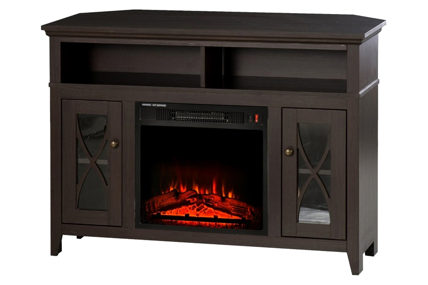 FaFurn - Electric Fireplace Mantel TV Stand with Adjustable Shelves 2 Storage Cabinets