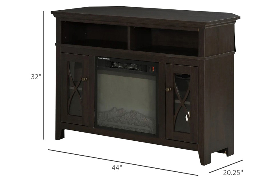 FaFurn Electric Fireplace Mantel TV Stand with Adjustable Shelves 2 Storage Cabinets - Espresso