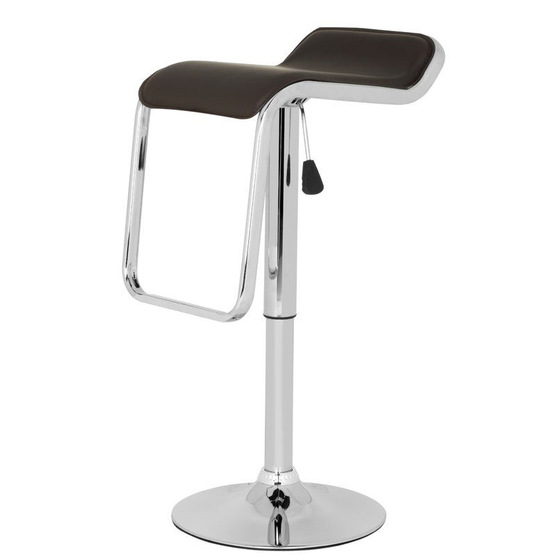 FaFurn Modern Adjustable Barstool with Faux Leather Swivel Seat - Black