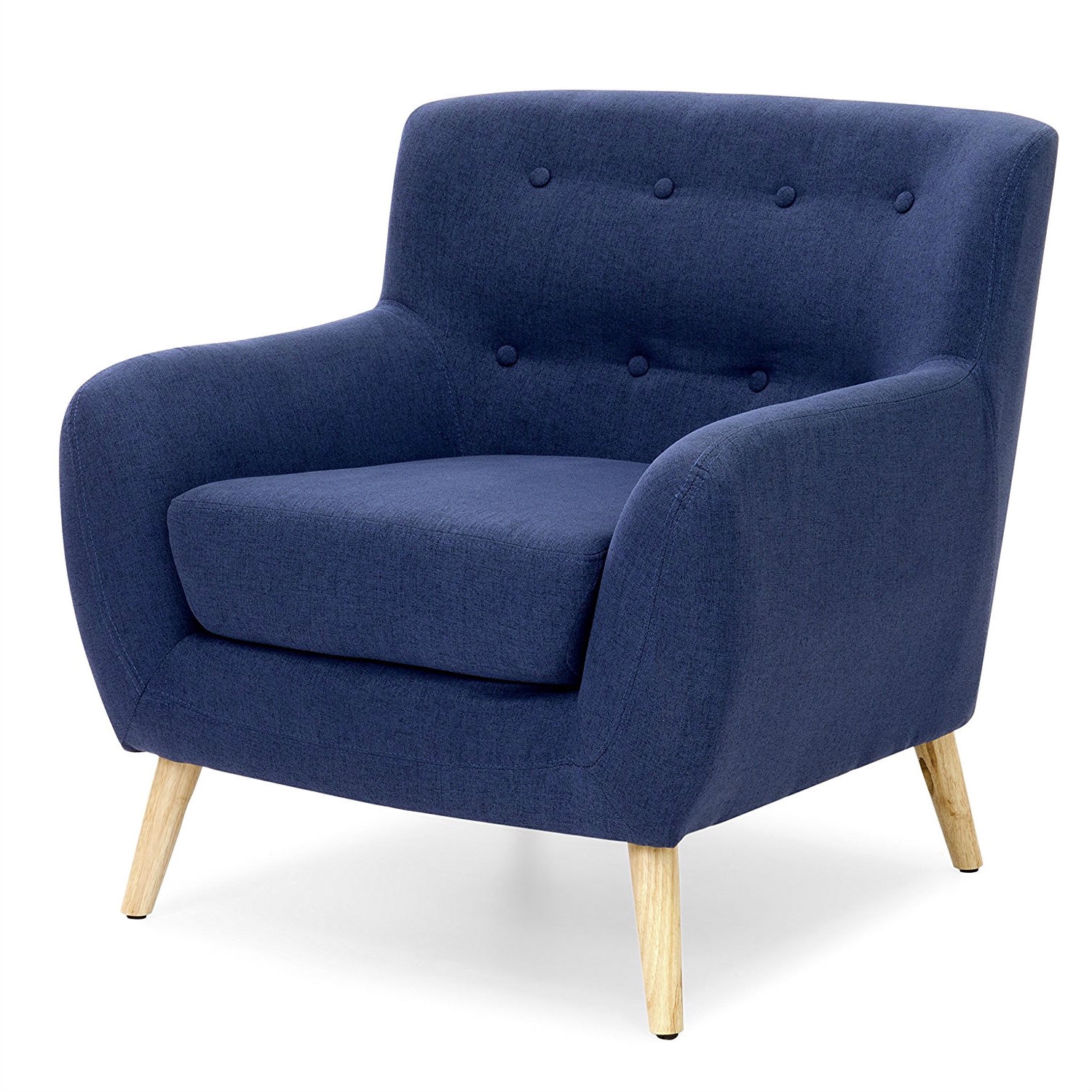 FaFurn Modern Armchair with Mid-Century Classic Style Wood Legs - Dark Blue