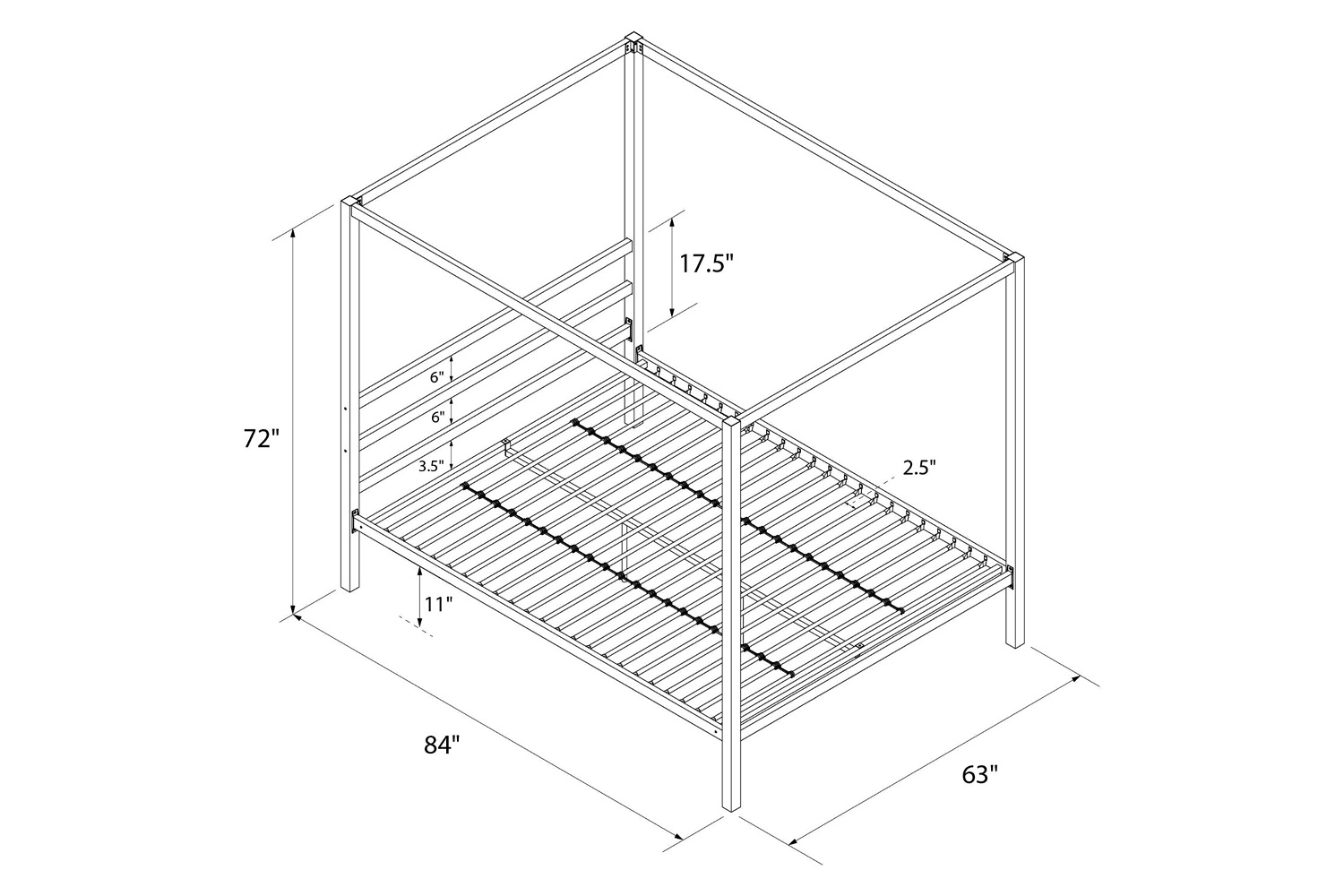 FaFurn - Queen Size Modern Canopy Bed in Sturdy Gray Metal