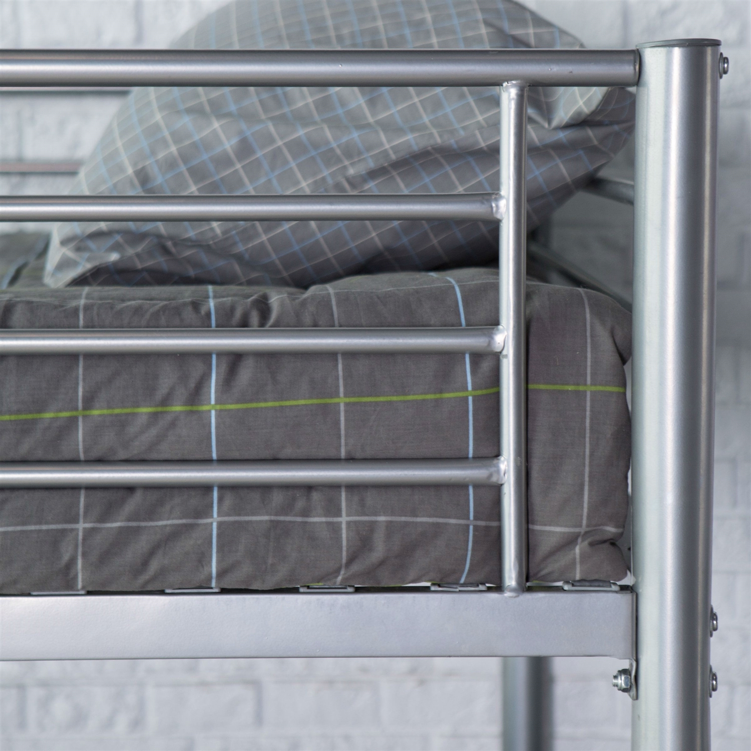 FaFurn - Twin Size Bunk Bed with Ladder in Silver, Metal