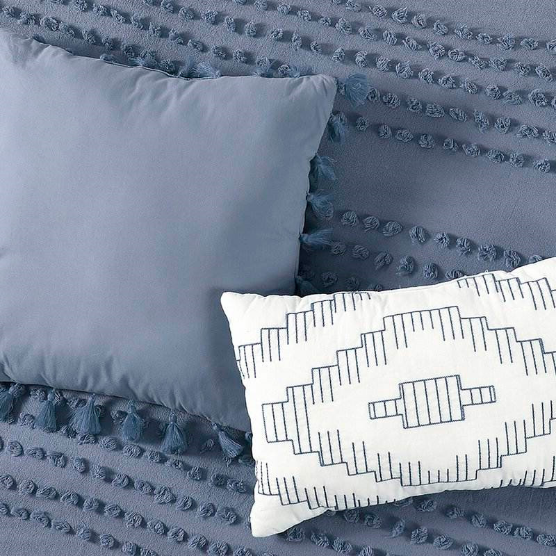 FaFurn King Size 5-Piece Clip Dot Comforter Set - Denim Blue, Cotton