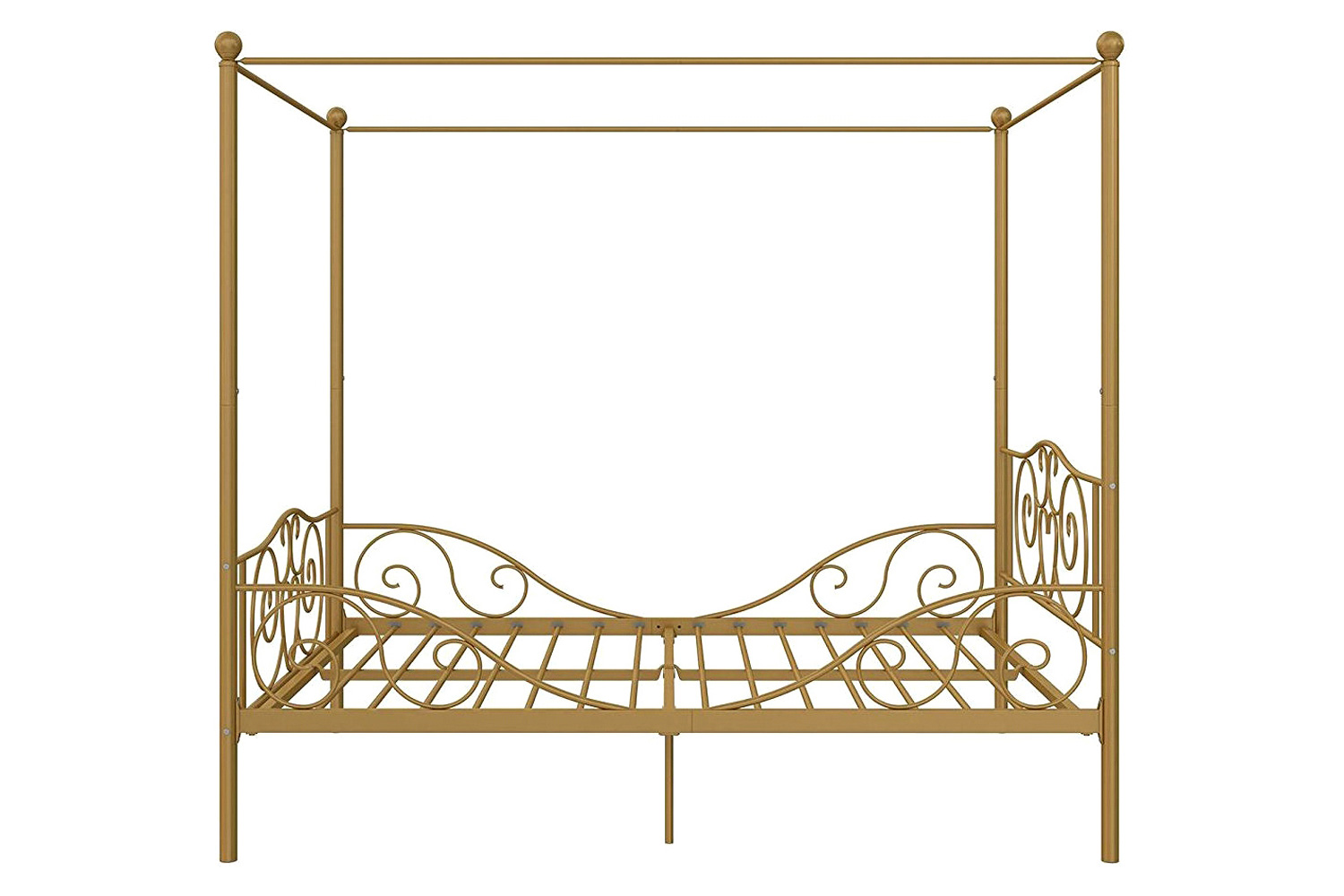 FaFurn - Full Size Heavy Duty Metal Canopy Bed Frame in Gold Finish