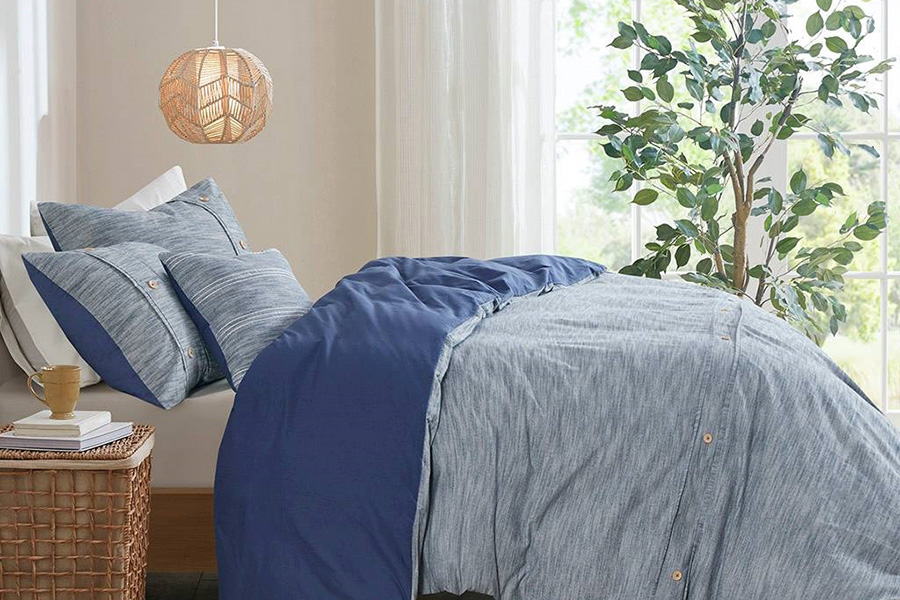 FaFurn™ 5-Piece Cotton Farmhouse Comforter Set - Blue, Full/Queen Size