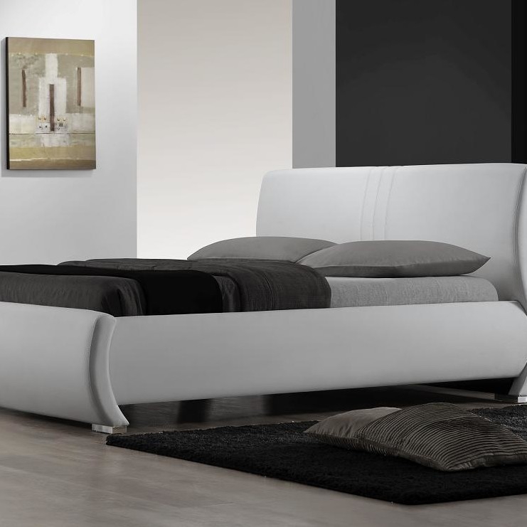 FaFurn - Queen Size Platform Bed Frame in White, Leather