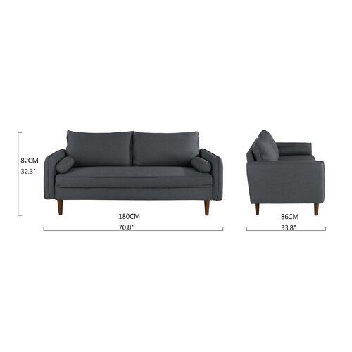 FaFurn™ Modern Sofa - Dark Gray, Fabric