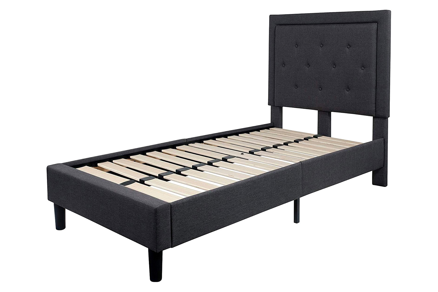 FaFurn - Upholstered Platform Bed Frame with Button Tufted Headboard