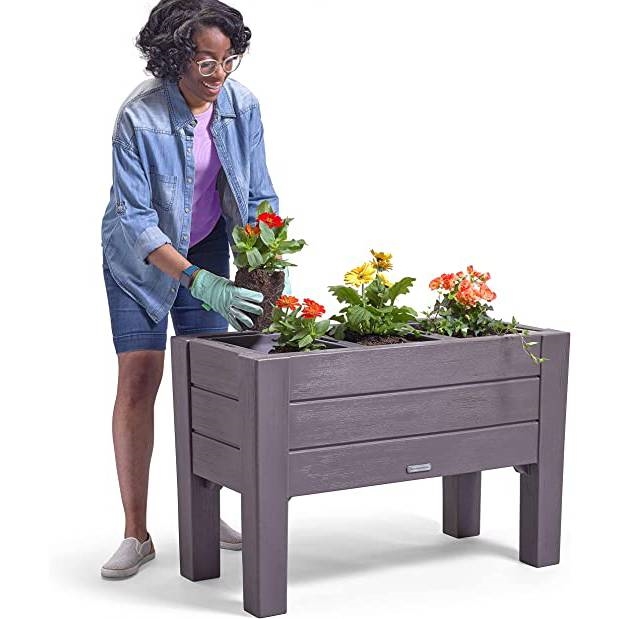 FaFurn Garden Bed Planter Box - Dark Gray, Plastic