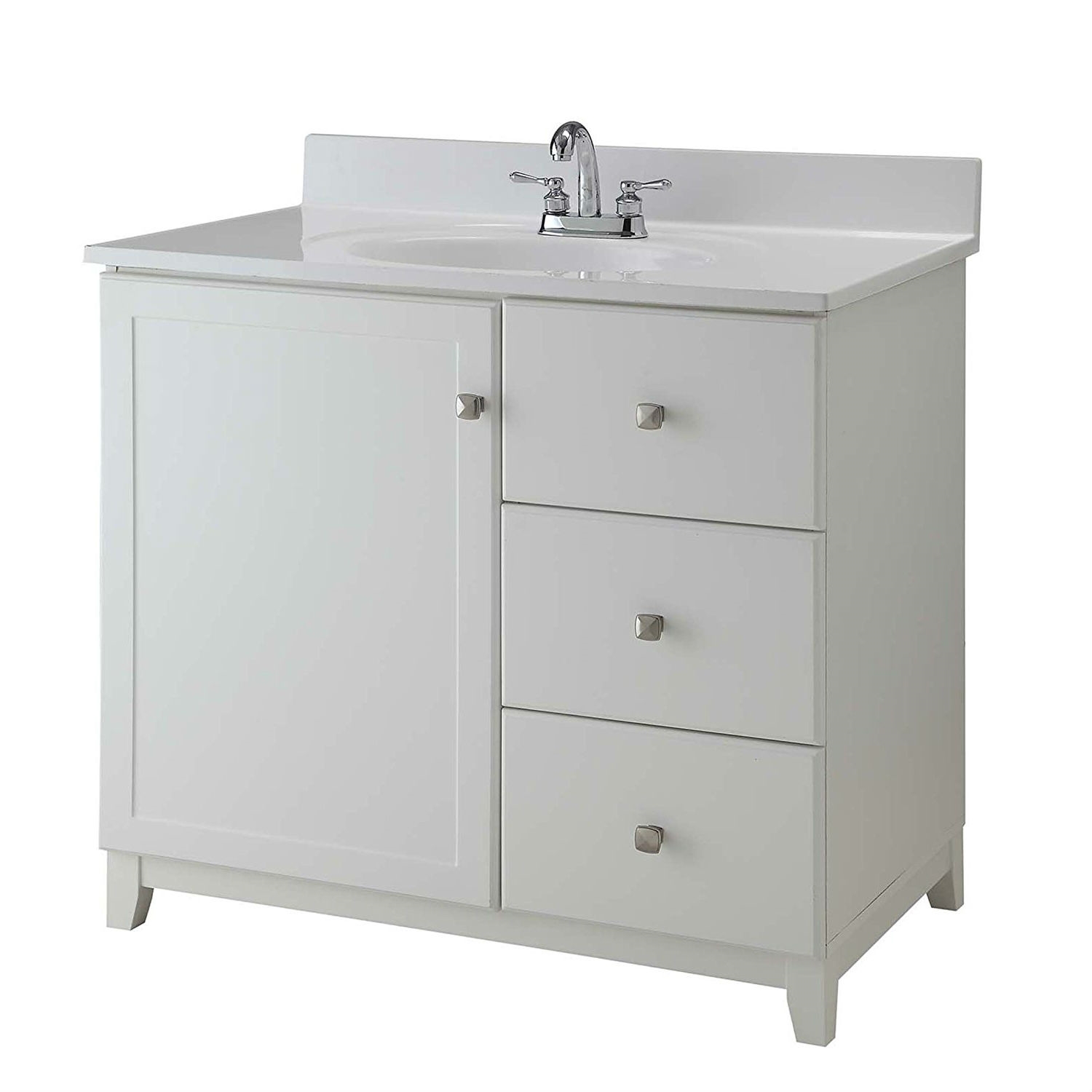 FaFurn™ Vanity Cabinet with Nickel Hardware - White