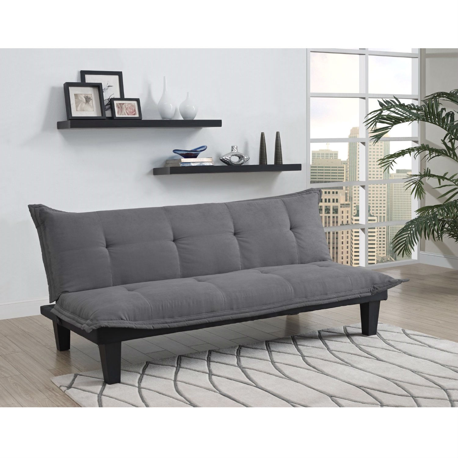 FaFurn™ Click-Clack Sofa-Bed - Charcoal, Microfiber