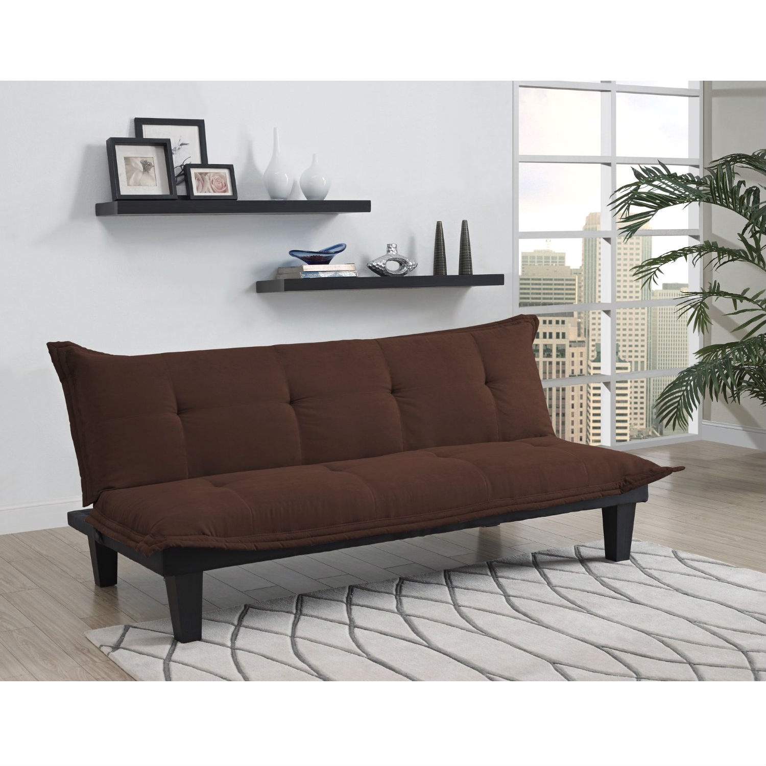 FaFurn™ Click-Clack Sofa-Bed - Brown, Microfiber