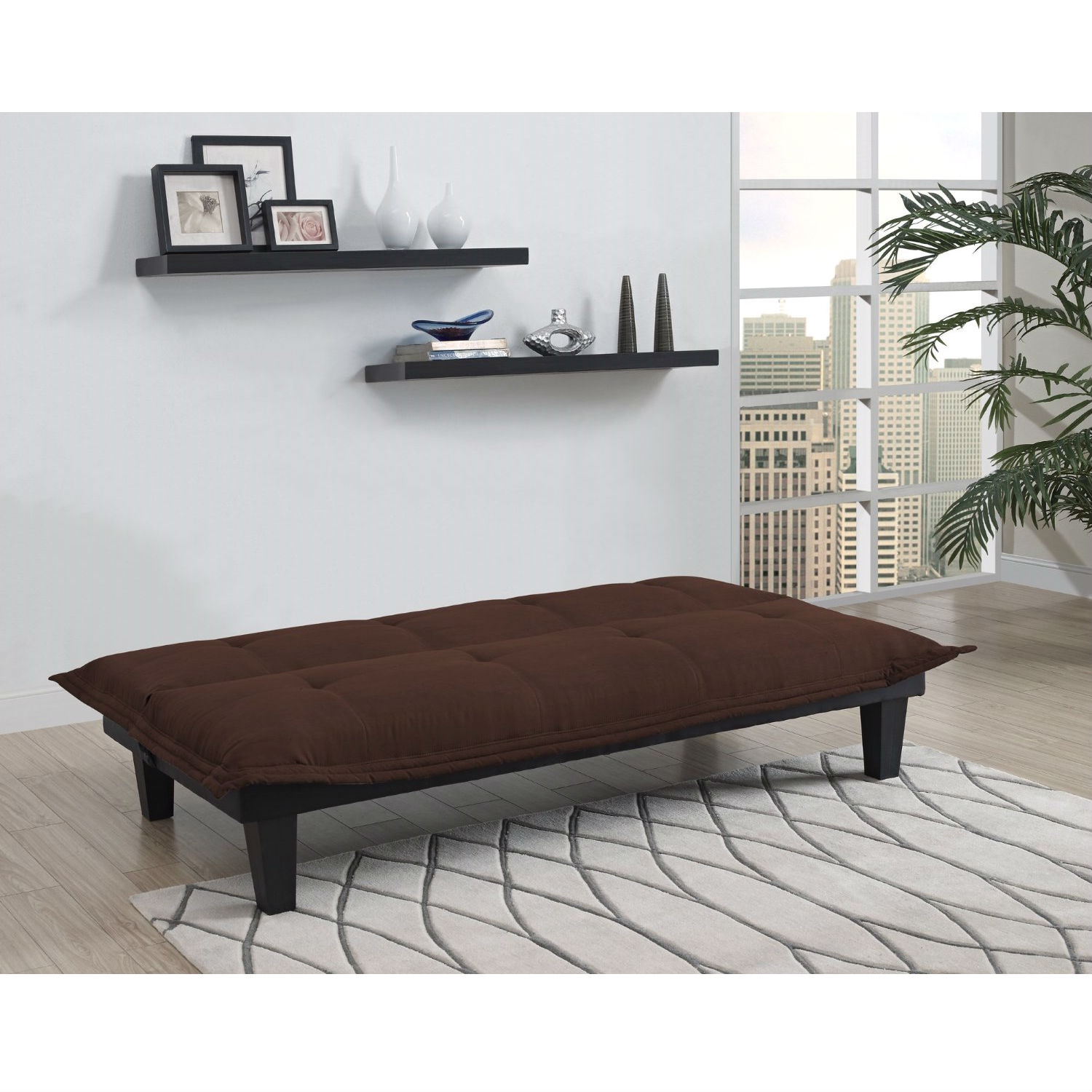 FaFurn™ Click-Clack Sofa-Bed - Brown, Microfiber