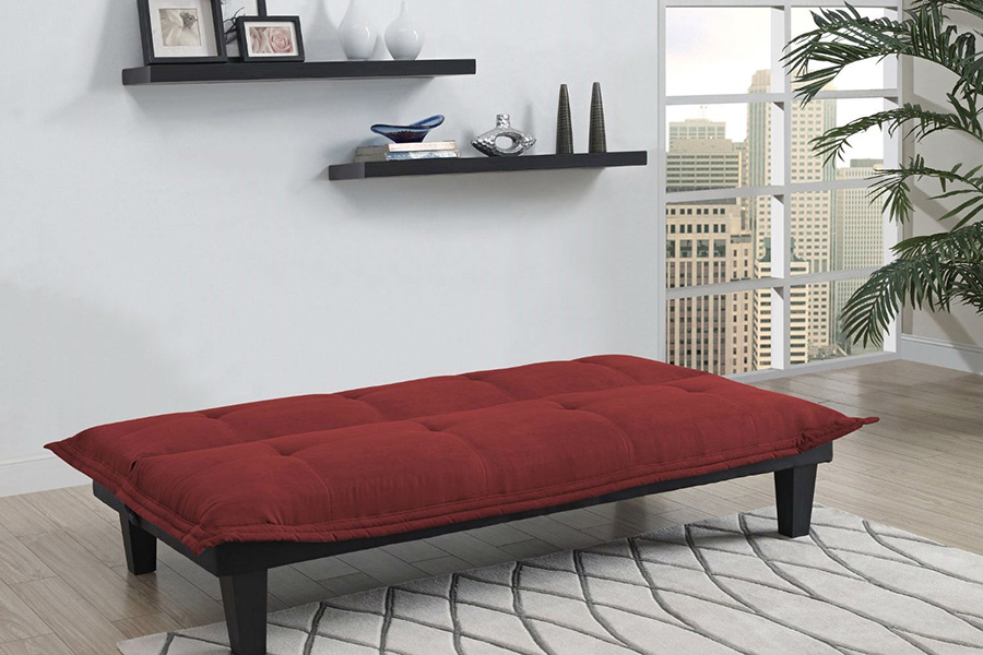 FaFurn™ - Contemporary Futon Style Sleeper Sofa Bed in Red Microfiber