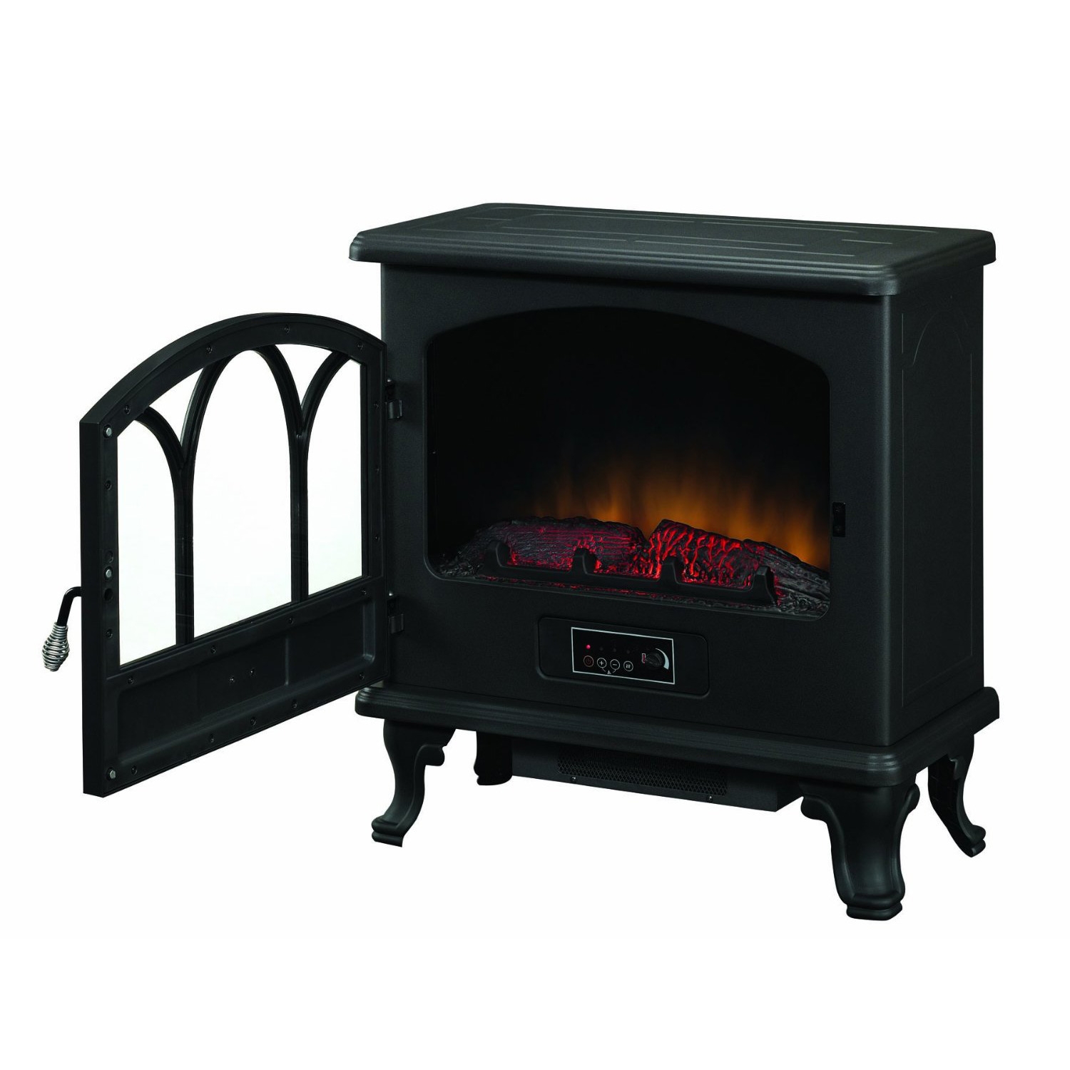 FaFurn - Stove 1500 Watts Electric Fireplace Space Heater in Black, Metal