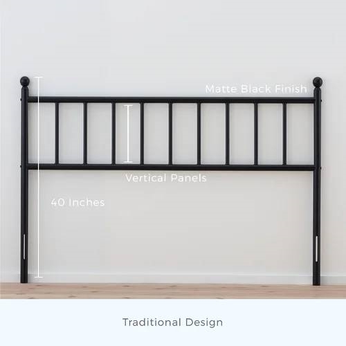 FaFurn - Traditional Queen Size Headboard in Matte Black, Metal